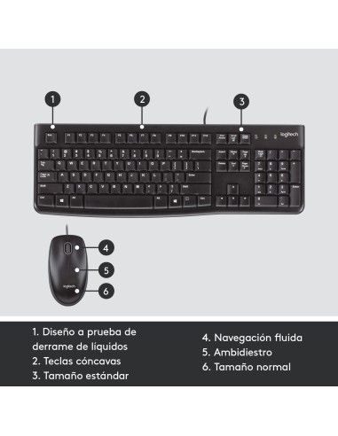 Desktop MK120 teclado Ratón incluido USB QWERTY Español Negro