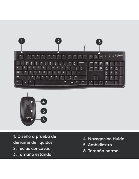 Desktop MK120 teclado Ratón incluido USB QWERTY Español Negro Desktop MK120 teclado Ratón incluido USB QWERTY Español Negro