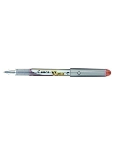 PLUMA PILOT V-PEN SILVER tinta ROJA