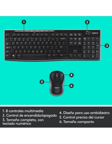 Wireless Combo MK270 teclado Ratón incluido USB QWERTY Español Negro
