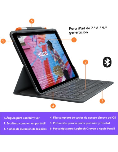 Slim Folio Grafito Bluetooth QWERTY Español