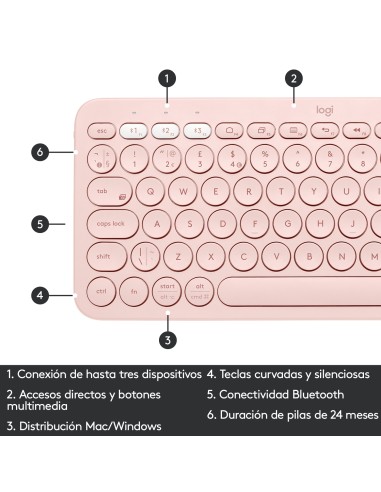 K380 Multi-Device teclado Bluetooth QWERTY Español Rosa