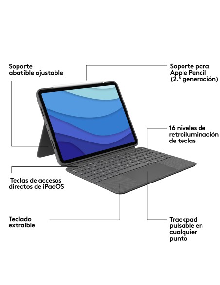 Combo Touch Gris Smart Connector QWERTY Español Combo Touch Gris Smart Connector QWERTY Español