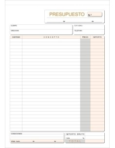 TALONARIO PRESUPUESTOS A4  NATU DUPLI LO