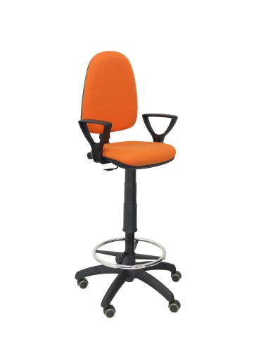 Taburete Ayna bali naranja brazos fijos ruedas de parqué