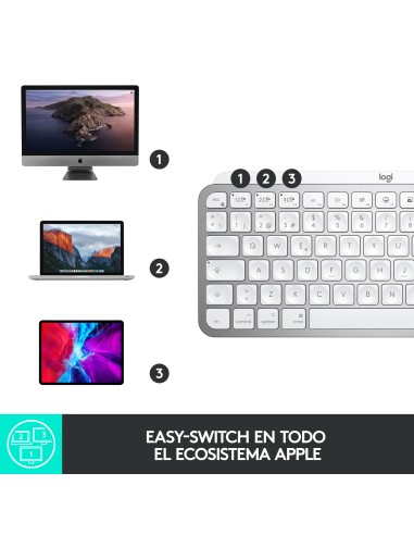 MX Keys Mini For Mac Minimalist Wireless Illuminated Keyboard teclado Bluetooth QWERTY Español Gris