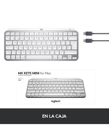 MX Keys Mini For Mac Minimalist Wireless Illuminated Keyboard teclado Bluetooth QWERTY Español Gris