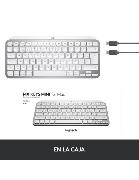 MX Keys Mini For Mac Minimalist Wireless Illuminated Keyboard teclado Bluetooth QWERTY Español Gris