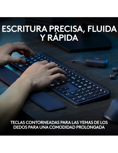 MX Keys S teclado RF Wireless + Bluetooth QWERTY Español Grafito