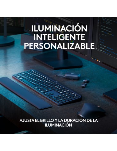 MX Keys S teclado RF Wireless + Bluetooth QWERTY Español Grafito