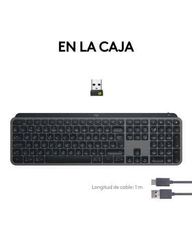 MX Keys S teclado RF Wireless + Bluetooth QWERTY Español Grafito