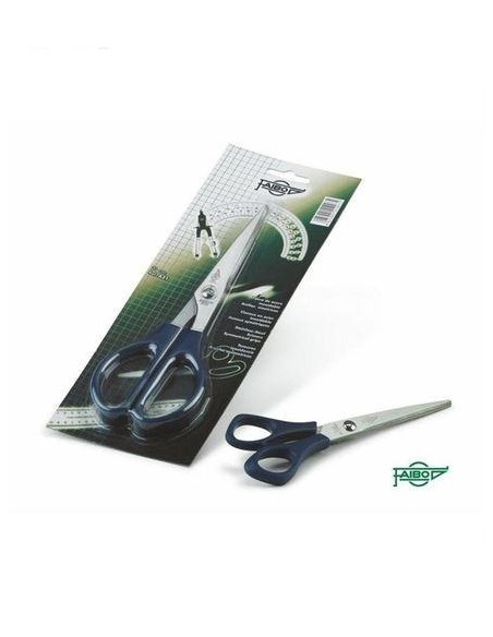 FAIBO TIJERAS OFICINA 16CM SIMÉTRICAS MANGO DE PLÁSTICO AZUL OSCURO -BLISTER-