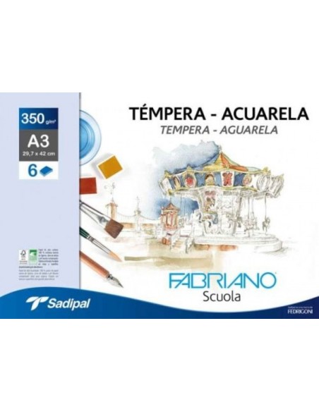 Minipack 6 laminas acuarela a3 350g fabriano scuola Minipack 6 laminas acuarela a3 350g fabriano scuola