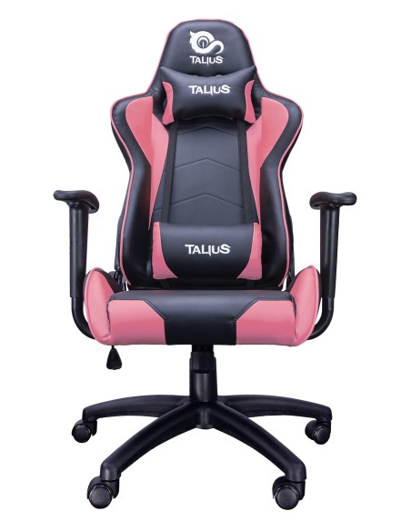 Silla Gecko gaming negra/rosa, brazos fijos, butterfly, base nylon, ruedas nylon, gas clase 4