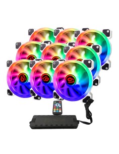 TAL-PACK09-WHT sistema de refrigeración para ordenador Carcasa del ordenador Refrigerador de aire 12 cm Negro, Blanco 9 pieza(s)