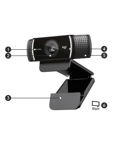 C922 Pro Stream cámara web 1920 x 1080 Pixeles USB Negro