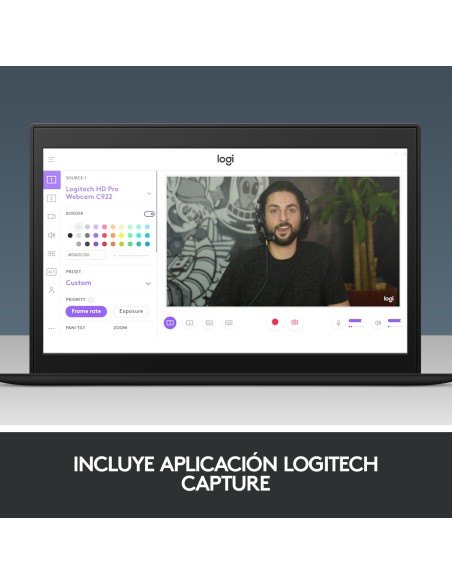 C922 Pro Stream cámara web 1920 x 1080 Pixeles USB Negro