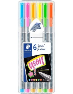 ESTUCHE 6 ROTULADORES TRIPLUS FINELINER 334 COLORES NEON
