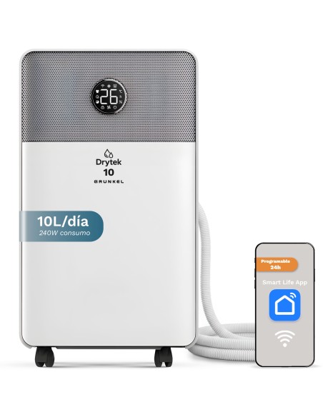 DH-10DT deshumidificador 2 L 42 dB Gris, Blanco