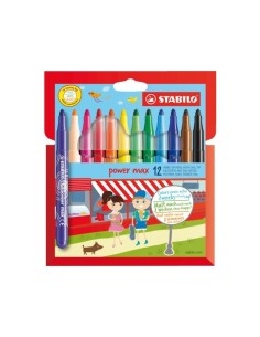  ESTUCHE 12 ROTULADORES STABILO POWER MAX PUNTA 3MM 