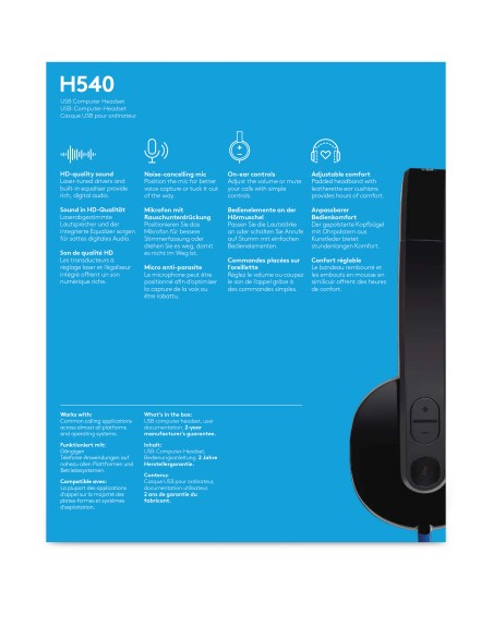 H540 Auriculares Alámbrico Diadema Oficina/Centro de llamadas USB tipo A Negro