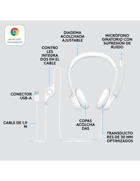 H390 Auriculares Alámbrico Diadema Oficina/Centro de llamadas USB tipo A Blanco