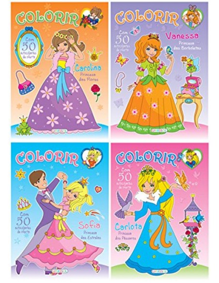 COLORIR AS PRINCESAS 50 AUTOCOLANTES DE OFERTA