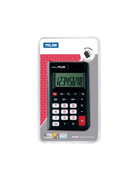 CALCULADORA 8 DIG.C/FUNDA NEGRA MILAN 150208KBL