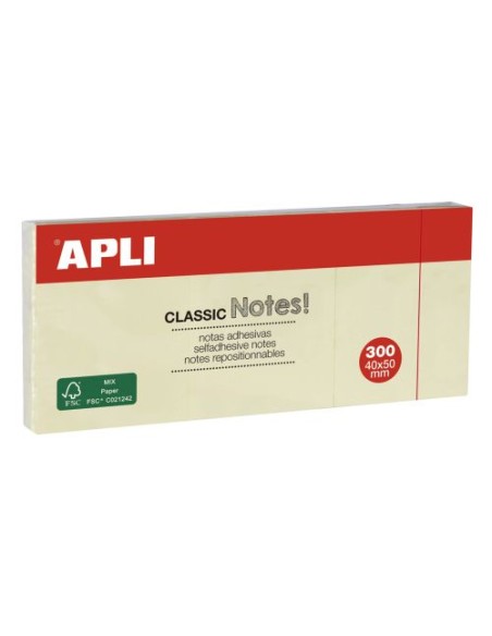 Pack 12 tacos notas adhesivas 40x50mm amarillo apli