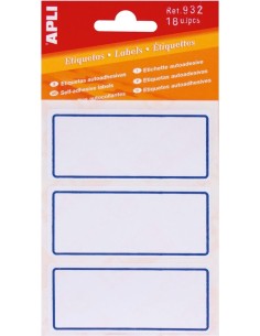 BOLSA 18 ETIQUETAS ESCOLARES RECUADRO AZUL APLI