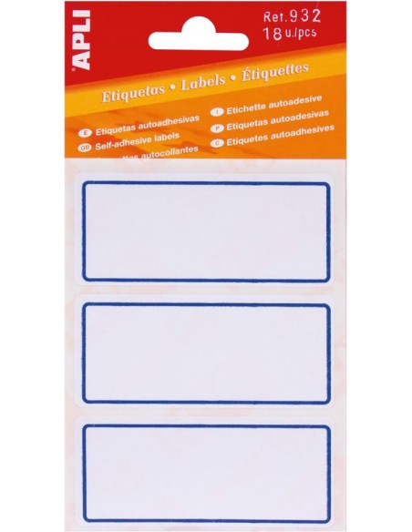 BOLSA 18 ETIQUETAS ESCOLARES RECUADRO AZUL APLI