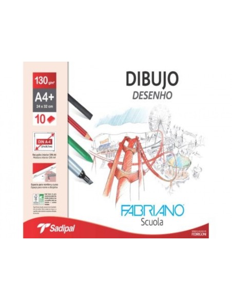 Bloc dibujo fabriano espiral a4 20h 130g con recuadro microperforado Bloc dibujo fabriano espiral a4 20h 130g con recuadro microperforado