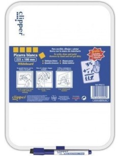 Pizarra blanca clipper 225x18cm con rotulador y borrador