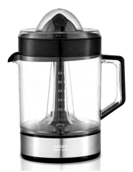 Super Juice prensa de cítricos eléctricos 1,2 L 40 W Negro, Transparente, Plata