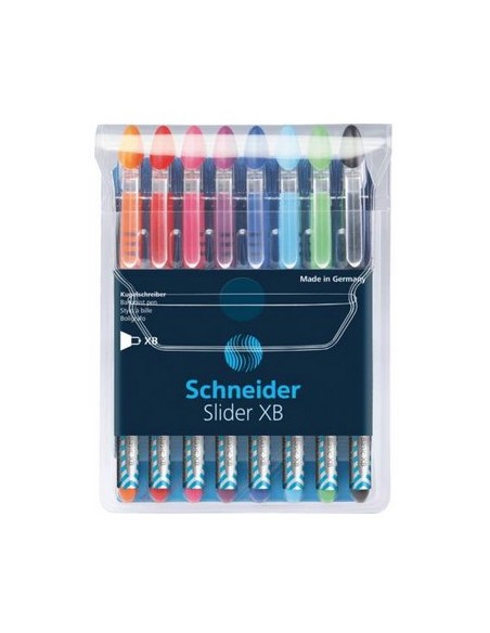 Slider Basic Negro, Azul, Azul claro, Verde claro, Naranja, Rosa, Rojo, Violeta Bolígrafo Extra-grueso 8 pieza(s)