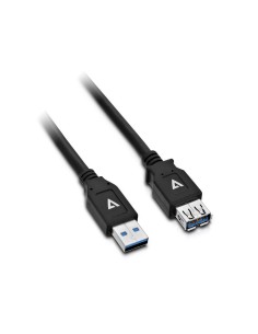 Cable de extensión USB negro con conector USB 3.0 A hembra a USB 3.0 A macho 2m 6.6ft