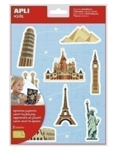 Blister 16 gomets removibles monumentos. 2 hojas 15171