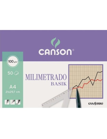Bloc papel milimetrado basik a4 50h 100g encolado Bloc papel milimetrado basik a4 50h 100g encolado