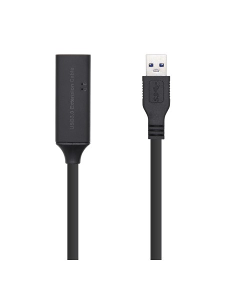 Cable USB 3.0 Prolongador con amplificador y alim., Tipo A/M-A/H, Negro, 10m