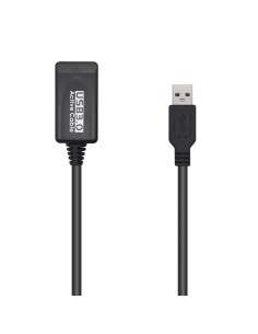 Cable USB 3.0 Prolongador Con Amplificador, Tipo A/M-A/H, Negro, 5.0m