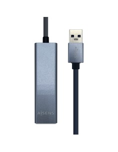 Conversor USB 3.0 a ethernet gigabit 10/100/1000 Mbps + Hub 3 x USB 3.0, Gris, 15 cm