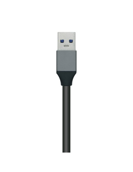 Hub USB3.0 Aluminio, Tipo A/M - 4x Tipo A/H, Negro, 10 cm