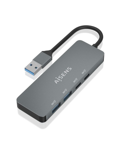 Hub USB 3.2 Gen2 10G USB-A, USB-A/M-2xUSB-C/H-2xUSB-A/H, Gris, 15cm