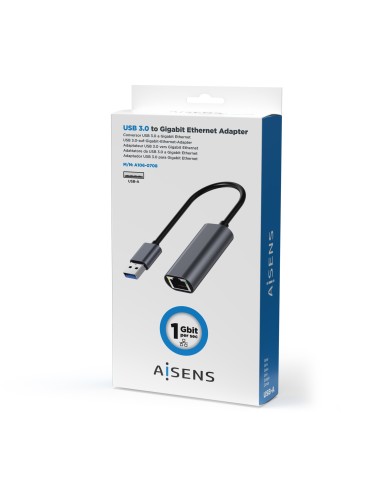 Conversor USB 3.0 A Ethernet Gigabit 10/100/1000 Mbps, Gris, 15cm