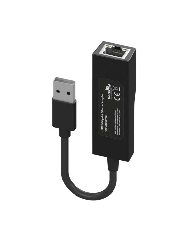 Conversor USB 3.0 a Ethernet Gigabit 10/100/1000 Mbps, Negro, 15 cm