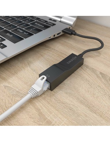 Conversor USB 3.0 a Ethernet Gigabit 10/100/1000 Mbps, Negro, 15 cm