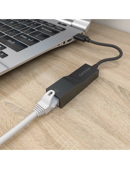 Conversor USB 3.0 a Ethernet Gigabit 10/100/1000 Mbps, Negro, 15 cm