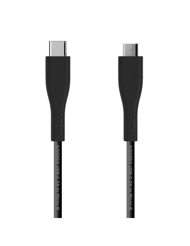 Cable USB 2.0 3A, tipo USB C/M - micro B/M, Negro, 1.0 m