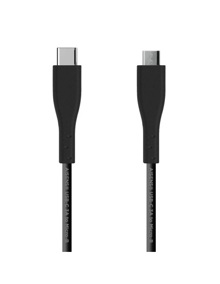 Cable USB 2.0 3A, tipo USB C/M - micro B/M, Negro, 1.0 m