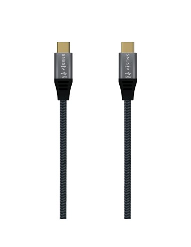 Cable USB 2.0 Aluminio 5A 100W E-Mark, USB-C/M-USB-C/M, Gris, 2.0M